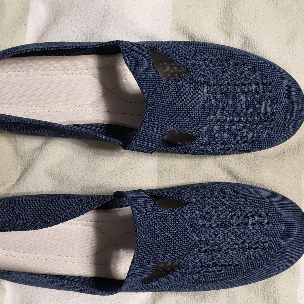 New Comfortable and Stylish Navy Blue Knit Slip-On Shoes